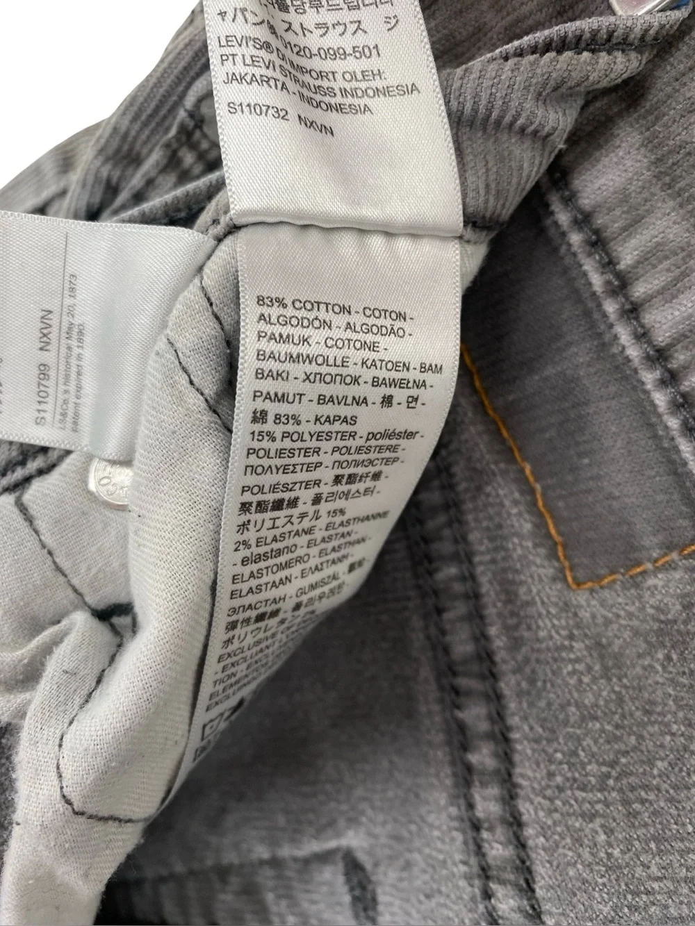 Levi’s 511 Gray Corduroy Jeans Men’s 34 x 30